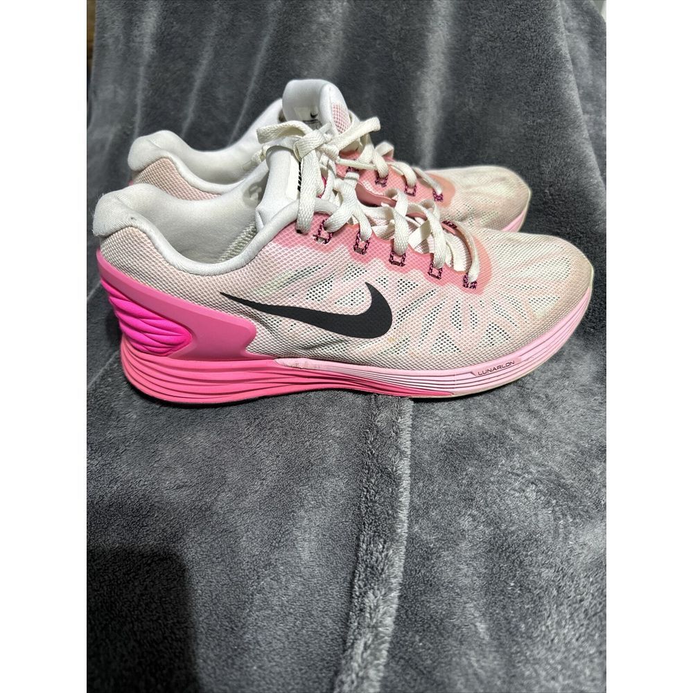 Nike Lunarglide‎ 6 Women's Running Shoe Size 7 Pink 654434-106 Pink and white